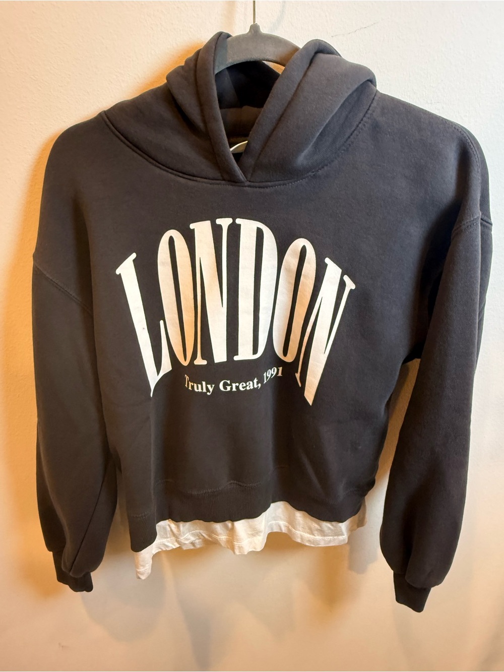 Zara London Layered Look Hoodie Charcoal Gray Girls 13–14 Women’s XS